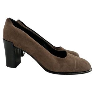 Richard Tyler heels size 6.5 brown suede square toe vintage 90s y2k old money